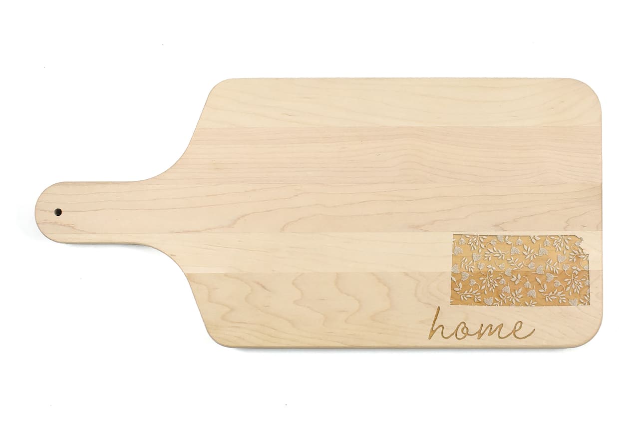 17" Floral Home State Maple Paddle Cutting Board